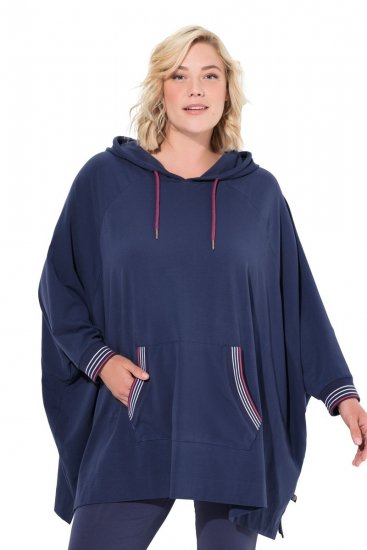Ulla Popken 837190 Poncho lounge com capuz Roxo escuro - Pijamas/Loungewear - 