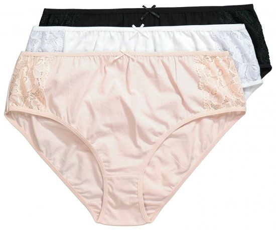 Ulla Popken 837353 Cuecas com renda pack de 3 Bege - Cuecas - 