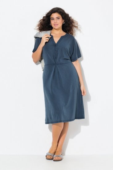 Ulla Popken 837403 Vestido de jersey de manga curta Azul-marinho - Vestidos em jersey - 