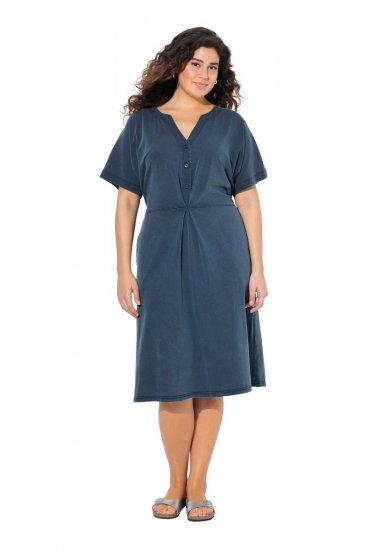 Ulla Popken 837403 Vestido de jersey de manga curta Azul-marinho - Vestidos em jersey - 