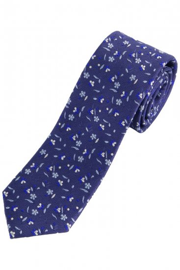 JP1880 837692 Gravata de seda de flores extra-comprida Azul-marinho - Gravatas e laços - 