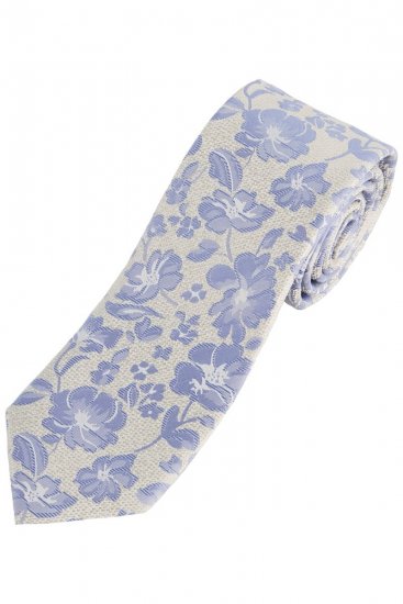 JP1880 837693 Gravata de seda de flores extra-comprida Cinzento azulado - Gravatas e laços - 