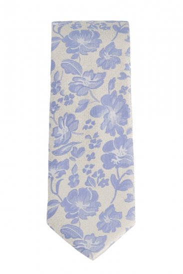 JP1880 837693 Gravata de seda de flores extra-comprida Cinzento azulado - Gravatas e laços - 