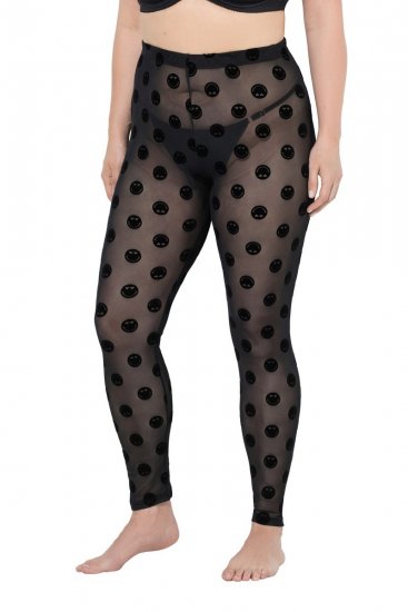 Ulla Popken 837949 Leggings de meia com padrão Preto - Collants & meias - 