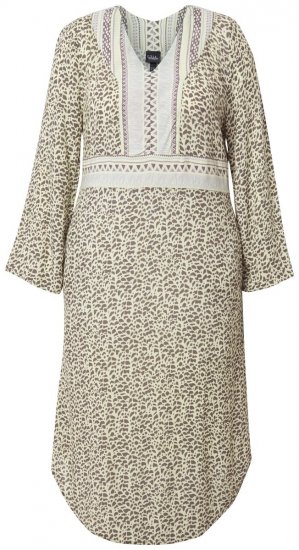 Ulla Popken 838120 Vestido estampado com decote em V Verde claro - Vestidos mini - Vestidos Curtos Plus Size