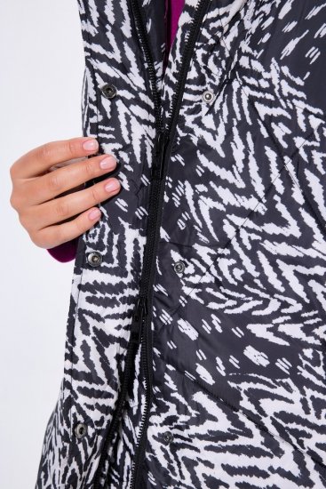 Ulla Popken 838435 Colete comprido acolchoado estampado Preto - Coletes - 