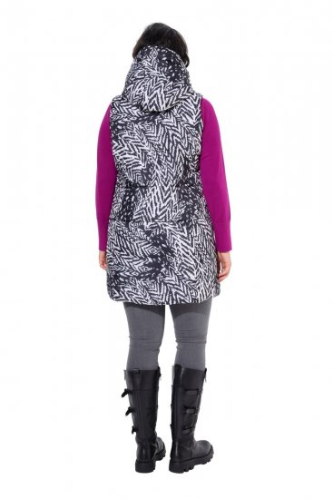 Ulla Popken 838435 Colete comprido acolchoado estampado Preto - Coletes - 