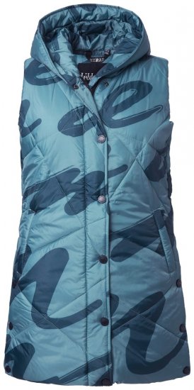 Ulla Popken 838435 Colete comprido acolchoado estampado Verde acinzentado - Coletes - 