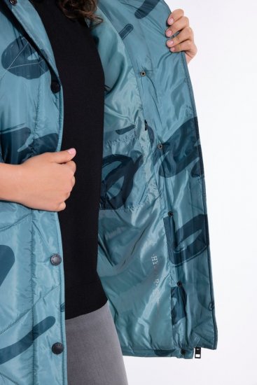 Ulla Popken 838435 Colete comprido acolchoado estampado Verde acinzentado - Coletes - 