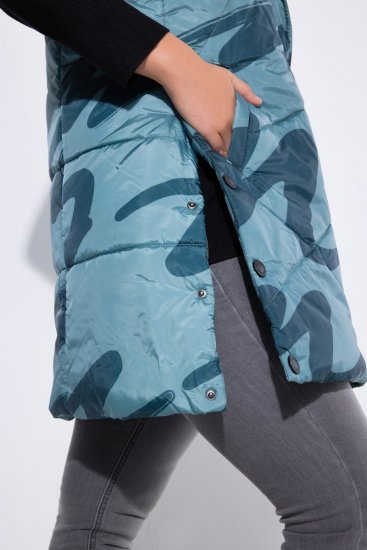Ulla Popken 838435 Colete comprido acolchoado estampado Verde acinzentado - Coletes - 