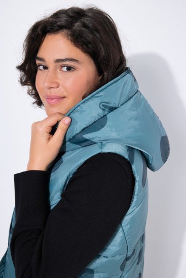 Ulla Popken 838435 Colete comprido acolchoado estampado Verde acinzentado - Coletes - 