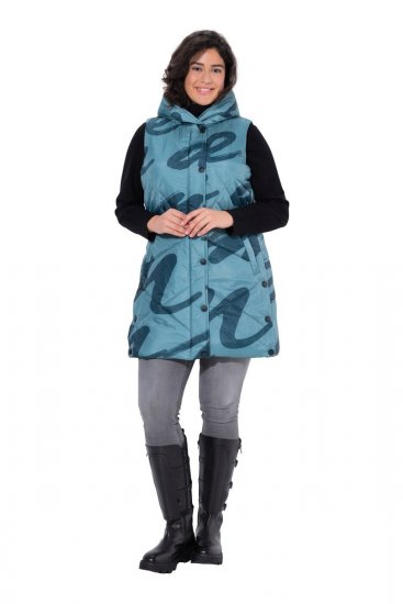 Ulla Popken 838435 Colete comprido acolchoado estampado Verde acinzentado - Coletes - 