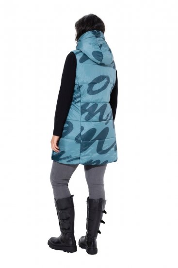 Ulla Popken 838435 Colete comprido acolchoado estampado Verde acinzentado - Coletes - 