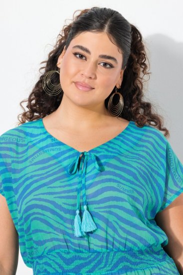 Ulla Popken 838483 Vestido com padrão animal Turquesa - Vestidos de verão - Vestidos de verão plus size