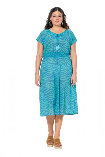 Ulla Popken 838483 Vestido com padrão animal Turquesa - Vestidos de verão - Vestidos de verão plus size