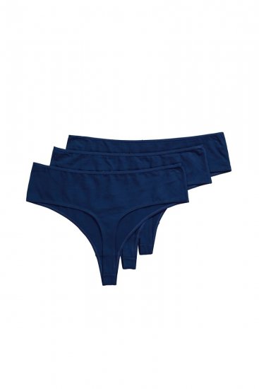 Ulla Popken 838637 Tangas pack de 3 Azul-marinho - Cuecas - 