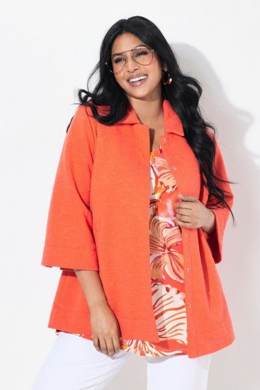 Ulla Popken 838658 Casaco Coral - Jaquetas - Casacos plus size para mulher