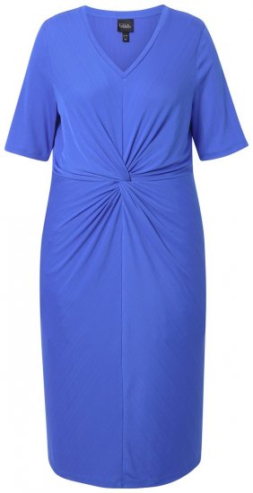 Ulla Popken 838765 Vestido de jersey de manga curta com decote em V Azul acinzentado - Vestidos midi - Vestidos Midi Tamanhos Grandes