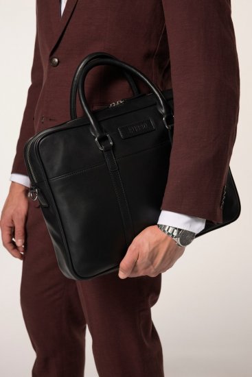 JP1880 838828 Mala para portátil em pele Preto - Malas - 