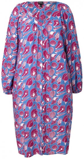 Ulla Popken 838839 Vestido camiseiro estampado Petróleo - Vestidos midi - Vestidos Midi Tamanhos Grandes