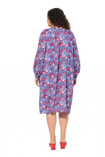 Ulla Popken 838839 Vestido camiseiro estampado Petróleo - Vestidos midi - Vestidos Midi Tamanhos Grandes