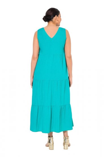 Ulla Popken 839135 Vestido comprido sem mangas Turquesa - Vestidos maxi - Vestidos maxi plus size para mulher