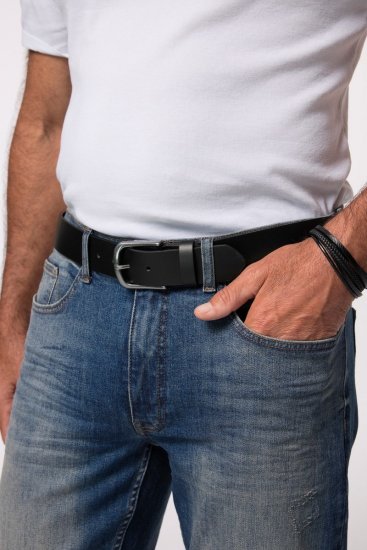 JP1880 839374 Cinto em imitação de pele com fivela de metal Preto - Acessórios - Acessórios para Homem