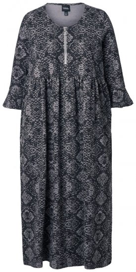 Ulla Popken 839518 Vestido com padrão animal e manga 3/4 Antracite - Vestidos maxi - Vestidos maxi plus size para mulher