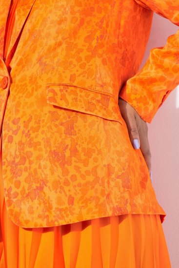 Ulla Popken 839607 Blazer de cetim estampado Laranja claro - Blazers e Coletes - Blazers em Tamanhos Grandes