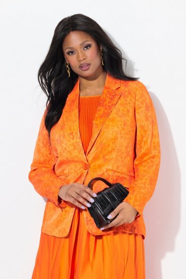 Ulla Popken 839607 Blazer de cetim estampado Laranja claro - Blazers e Coletes - Blazers em Tamanhos Grandes