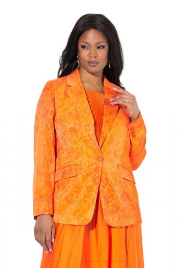 Ulla Popken 839607 Blazer de cetim estampado Laranja claro - Blazers e Coletes - Blazers em Tamanhos Grandes