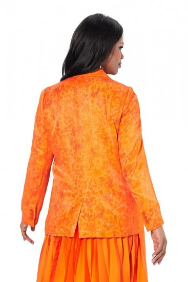 Ulla Popken 839607 Blazer de cetim estampado Laranja claro - Blazers e Coletes - Blazers em Tamanhos Grandes