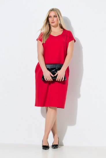 Ulla Popken 839896 Vestido de jersey com strass Rosa - Vestidos de noite - Vestidos de festa em tamanhos grandes