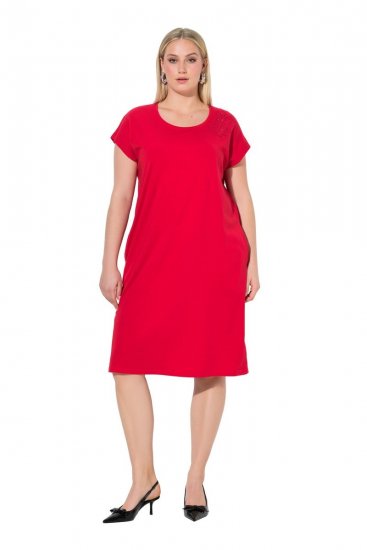 Ulla Popken 839896 Vestido de jersey com strass Rosa - Vestidos de noite - Vestidos de festa em tamanhos grandes