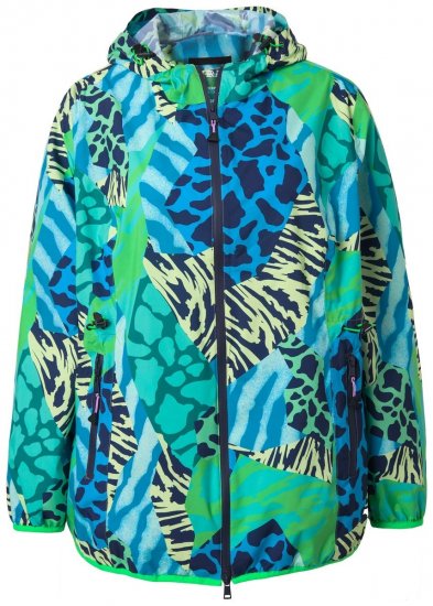 Ulla Popken 840024 Casaco de chuva com padrão animal Verde-menta - Roupa impermeável - 