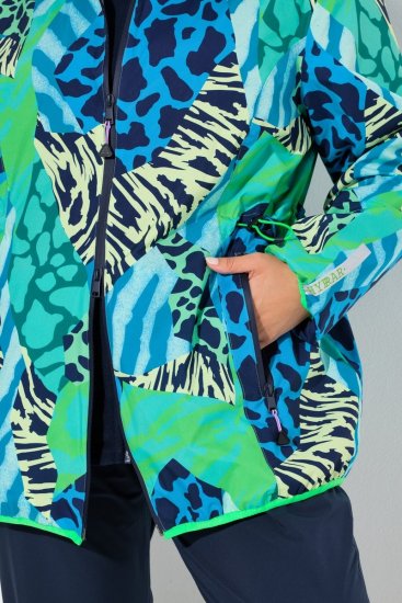 Ulla Popken 840024 Casaco de chuva com padrão animal Verde-menta - Roupa impermeável - 