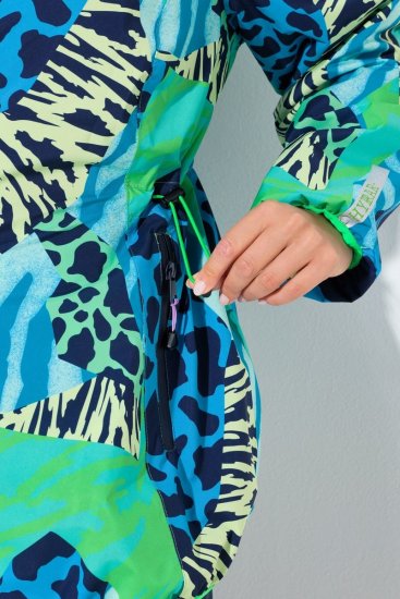 Ulla Popken 840024 Casaco de chuva com padrão animal Verde-menta - Roupa impermeável - 