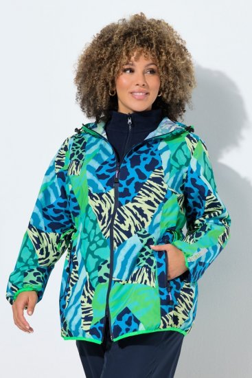 Ulla Popken 840024 Casaco de chuva com padrão animal Verde-menta - Roupa impermeável - 