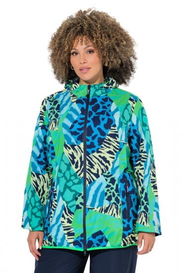 Ulla Popken 840024 Casaco de chuva com padrão animal Verde-menta - Roupa impermeável - 