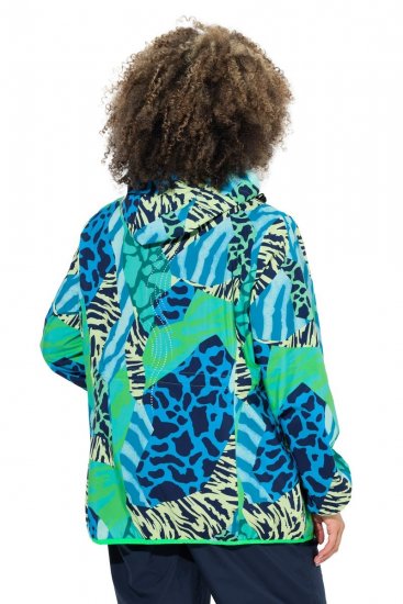 Ulla Popken 840024 Casaco de chuva com padrão animal Verde-menta - Roupa impermeável - 