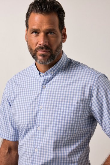 JP1880 Shirt Traditional Short Sleeve Checked Light Blue - Camisas - Camisas Homem Tamanhos Grandes