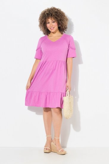 Ulla Popken 840115 Vestido de jersey de manga curta Rosa - Vestidos em jersey - 