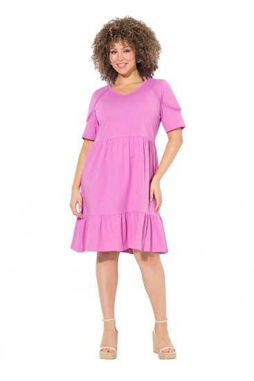 Ulla Popken 840115 Vestido de jersey de manga curta Rosa - Vestidos em jersey - 