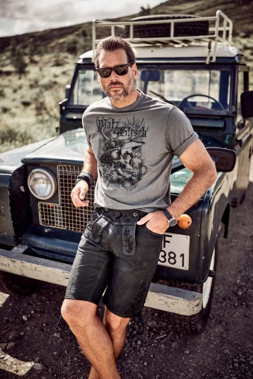 JP1880 Beer King Design Vintage Looking T-Shirt Gray - T-shirts - T-shirts Homem Tamanhos Grandes