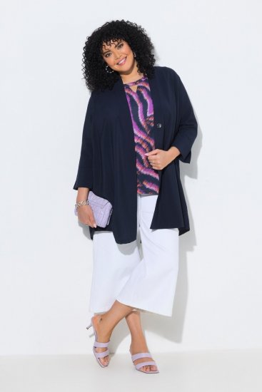 Ulla Popken 840210 Casaco de malha Azul-marinho - Cardigans - Casacos de malha femininos plus size