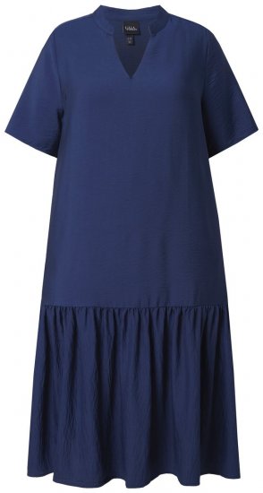 Ulla Popken 840367 Vestido midi de manga curta com decote em V Azul-marinho - Vestidos midi - Vestidos Midi Tamanhos Grandes