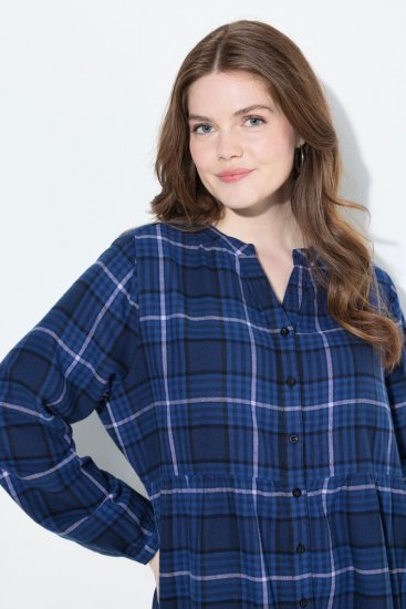 Ulla Popken 840929 Vestido aos quadrados Azul-marinho - Vestidos midi - Vestidos Midi Tamanhos Grandes