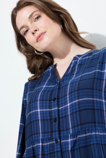 Ulla Popken 840929 Vestido aos quadrados Azul-marinho - Vestidos midi - Vestidos Midi Tamanhos Grandes