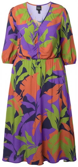 Ulla Popken 841034 Vestido estampado com manga 3/4 Azul-marinho - Vestidos maxi - Vestidos maxi plus size para mulher