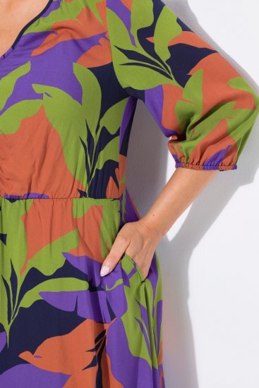 Ulla Popken 841034 Vestido estampado com manga 3/4 Azul-marinho - Vestidos maxi - Vestidos maxi plus size para mulher